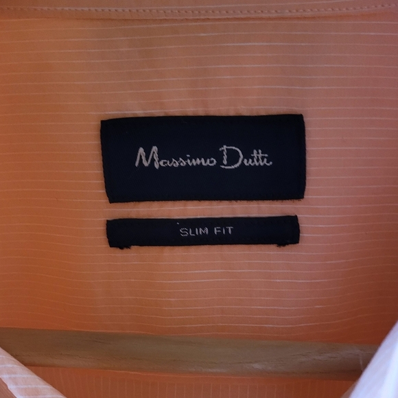 Mossimo Dutti Fine Pin Orange and White  Stripe Men's Button Up Shirt Slim Fit - Picture 5 of 6